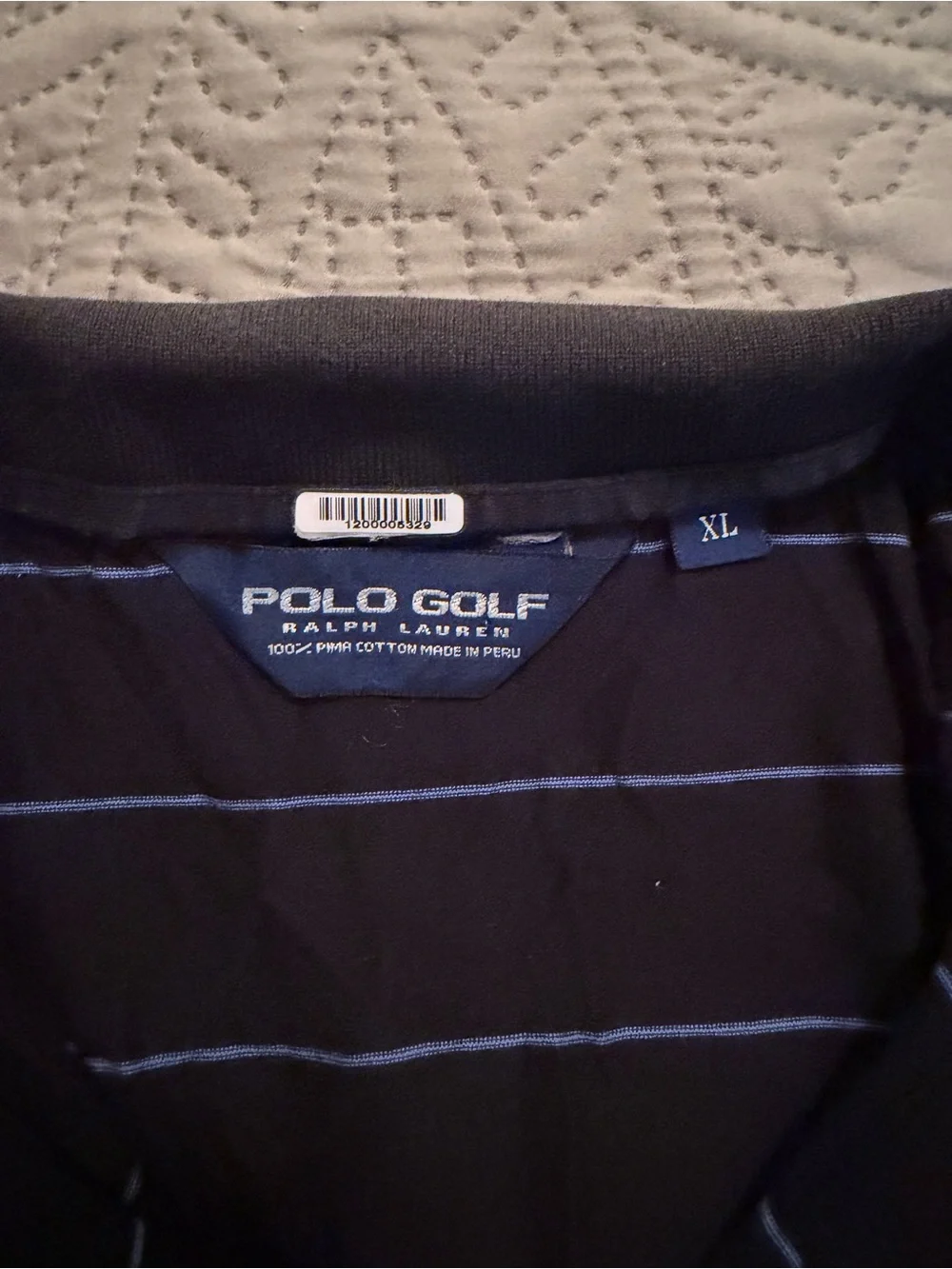 Ralph Lauren Black Polo with Thin Blue Stripes